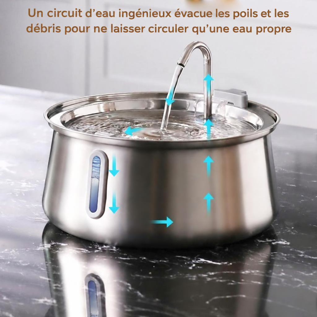 Fontaine à eau sans fil pour chat Felinoe — acier inoxydable