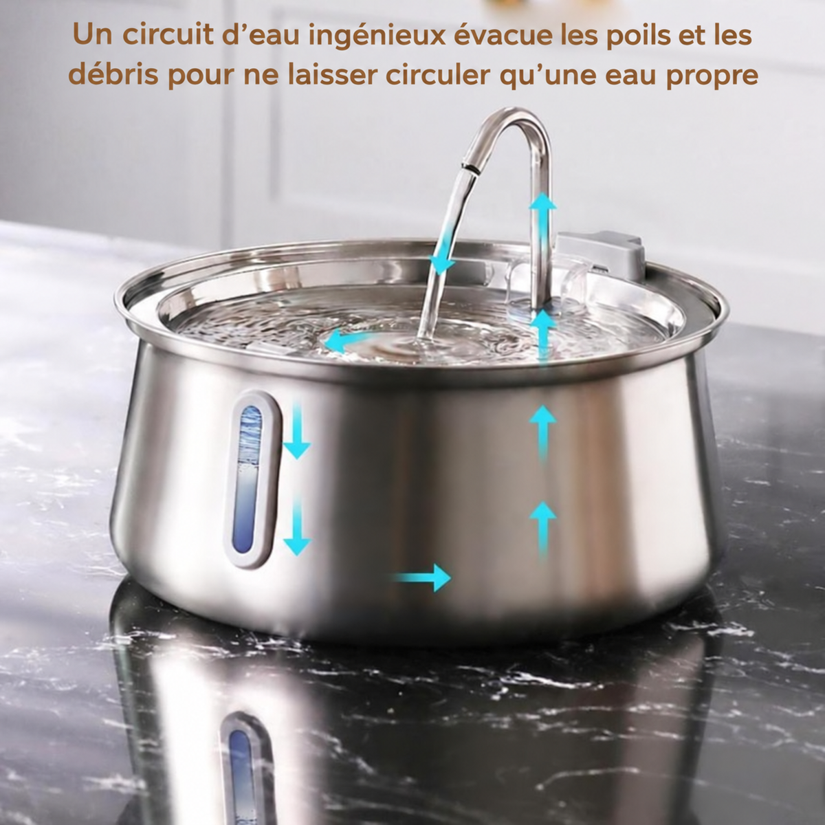 Fontaine à eau sans fil pour chat Felinoe — acier inoxydable