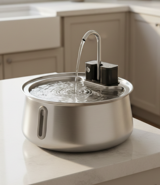 Fontaine à eau sans fil pour chat Felinoe — acier inoxydable